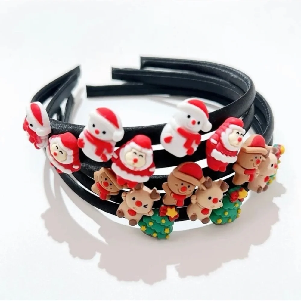 Children’s Christmas Headbands Set of Five, Santa Headband, Reindeer, Snowman